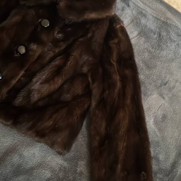 Dark Brown Cropped Real Fur Jacket - Picture 5 of 7